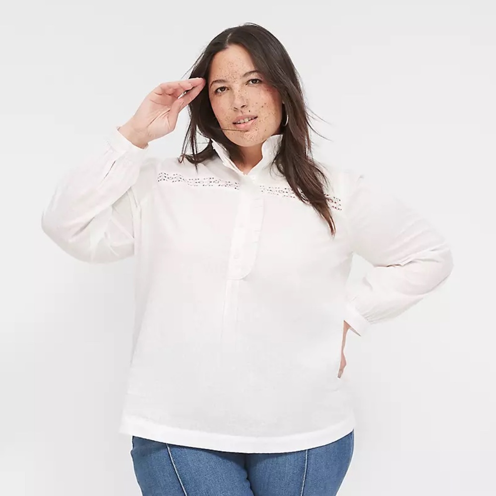 Lane Bryant Long Sleeve Ruffle Collar Top NWT Size 18/20